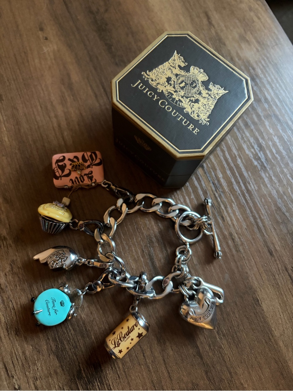 Juicy Couture Silver-Tone Multi Charm Bracelet in Silver